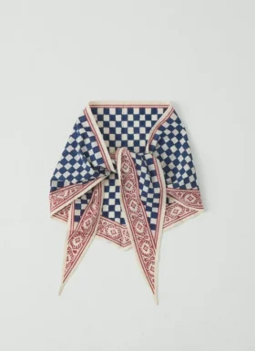 Bandana w kratkę z nadrukiem blokowym