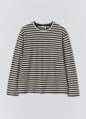 Bawełniany T-shirt z długim rękawem w paski Chef