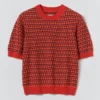 Dzianinowa bluzka z bawełny w jacquard Dzianinowa bluzka z bawełny w jacquard
