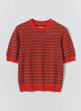 Dzianinowa bluzka z bawełny w jacquard Dzianinowa bluzka z bawełny w jacquard