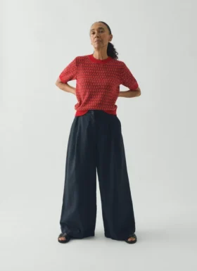 Dzianinowa bluzka z bawełny w jacquard Dzianinowa bluzka z bawełny w jacquard