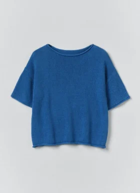 Dzianinowy T-shirt z bawełny i lnu
