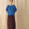 Dzianinowy T-shirt z bawełny i lnu