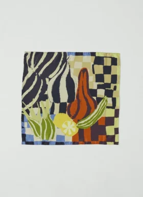 Jedwabna bandana z abstrakcyjnym motywem martwej natury