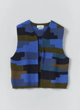 Kamizelka z dzianiny wełnianej w stylu patchwork