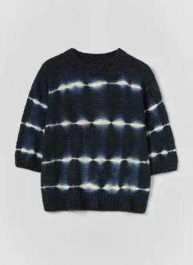 Ręcznie pleciona dzianinowa bluzka w stylu shibori
