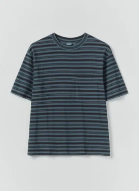 T-shirt z bawełny organicznej w paski, barwiony w całości