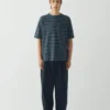 T-shirt z bawełny organicznej w paski, barwiony w całości T-shirt z bawełny organicznej w paski, barwiony w całości