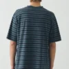 T-shirt z bawełny organicznej w paski, barwiony w całości T-shirt z bawełny organicznej w paski, barwiony w całości