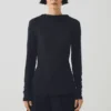 T-shirt z wełny i lyocellu z wysokim kołnierzem Aster